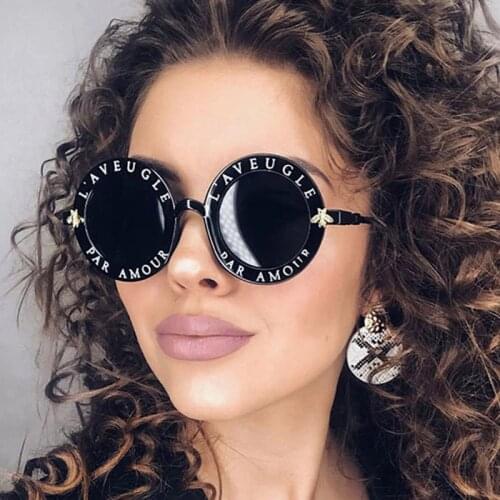 Retro Circle Round Sunglasses Women Brand Designer 2020 New Luxury Letters Bee Sun Glasses Superstar Shades Eyewear UV400