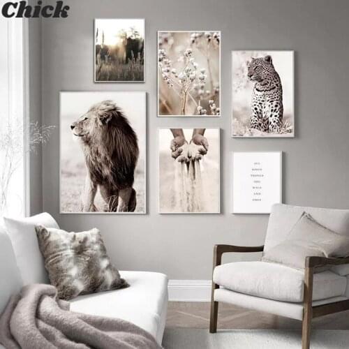 Modern Nordic Animal Lion Jaguar Painting Picture Wall Art Decoration Plant Landscape Poster Canvas Painting Decoration Home