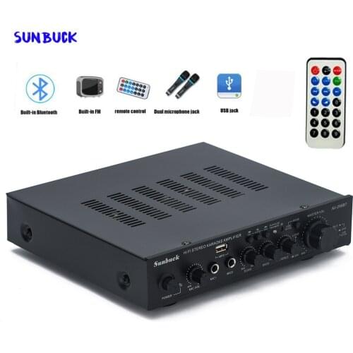 Sunbuck 220V 2.1 channel 200W high power Bluetooth USB SD FM remote control karaoke HIFI sound amplifier audio