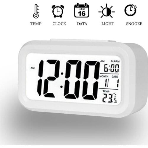 LED Digital Alarm Clock Electronic Digital Alarm Screen Desktop Clock For Home Office Backlight Snooze Data Calendar Desk Clocks