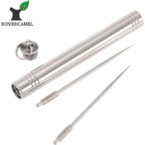 Rover Camel Ultralight Titanium Silver toothpick case with 2pcs Polished toothpick waterproof eco-friendly toothpick storage