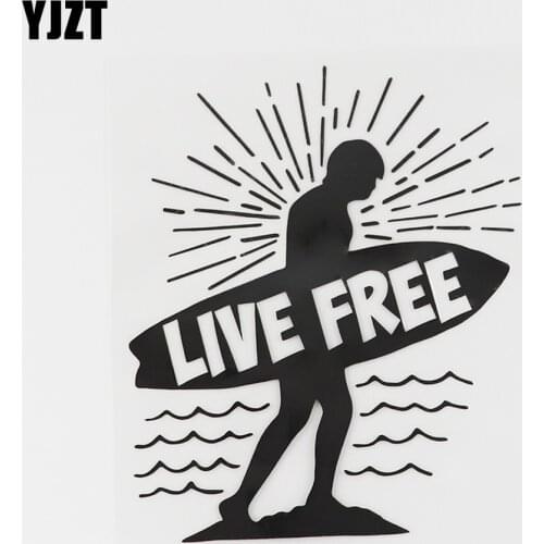 YJZT 10.9CMX13.3CM Cool Ocean Beach Sun Ocean Surfing Vinyl Car Sticker Black/Silver 8A-0684