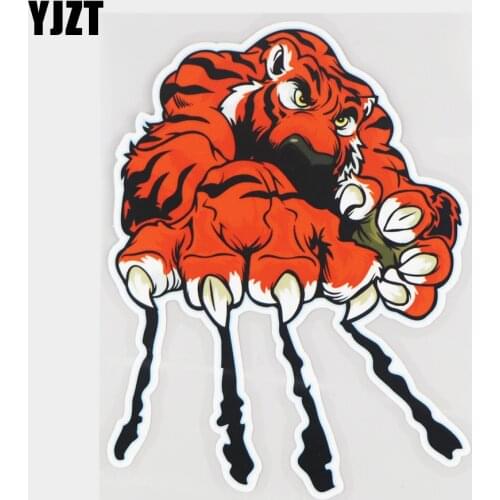 YJZT 13.5×18.1CM Funny Cartoon Tiger Claw Marks Auto Body Decoration Decals Creative Car Sticker 21A-0248