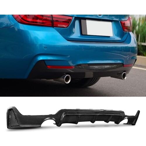 Car Back Spoiler Bracket For BMW F32 F33 435i M Rear Bumper Diffuser Tech Dual Tip Exhaust Carbon Fiber Look 2014 2015 2016