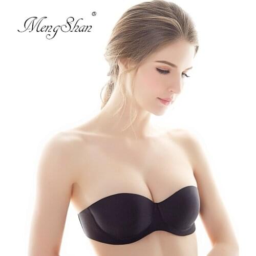 MengShan Womens no shoulder straps Sexy brides Bra 1/2 cup seamless gathering Stealth bra Sexy and comfortable wedding dress