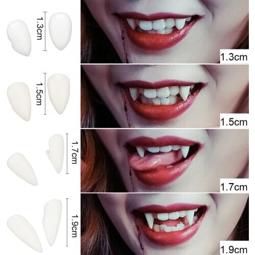 1 Pair Dentures Props 4 size DIY Environmentally friendly resin Halloween Costume Props Party Vampire Teeth Fangs