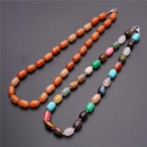 1PC Fashion Bohemian Tribal Jewelry long Knotted Amazonite Unakite Barral Beads Natural Drums Stone Beads Necklace Free Shipping
