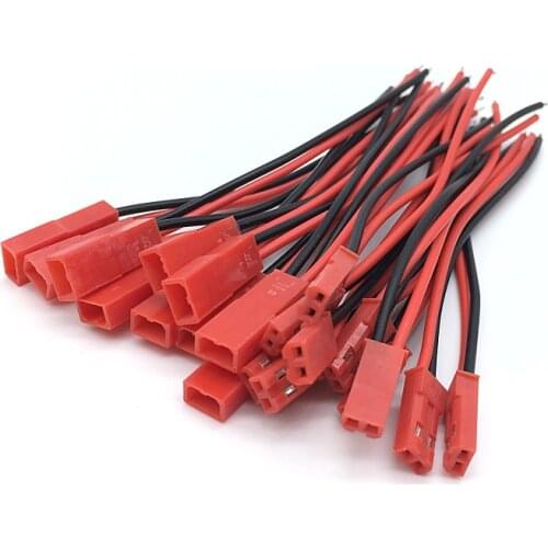 10pairs/lot 2*100mm 2PIN JST Connector Plug Cable 2*10cm Male+Female for RC Battery Connector Terminals