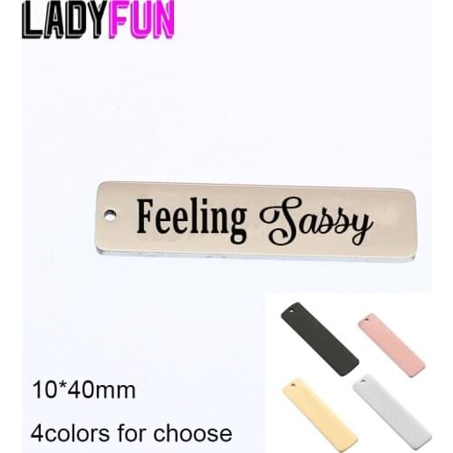 10pcs Mix Colors Feeling Sassy Charm Stainless Steel Laser Logo Charms High Polish Mirror Pendant