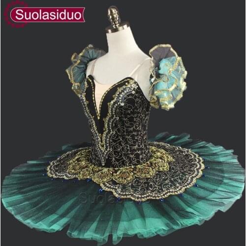 10pcs Black Professional Ballet Tutus Girls Ballet Tutu Professional Ballet Tutu Black Green Professional Pancake Tutus SD0014