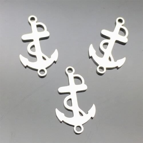 Anchor Charm Connectors 10pcs Stainless Steel Connectors Necklace Bracelet Findings Diy Earrings Jewelry Making Tools