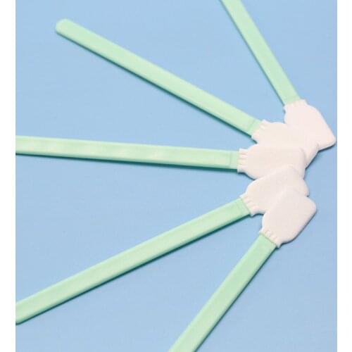 100Pcs/Set Double Layer Polyester Rectangular Head Cleaning Swabs Plastic Handle Dust-Free Industrial Paddle Sticks for Inkjet