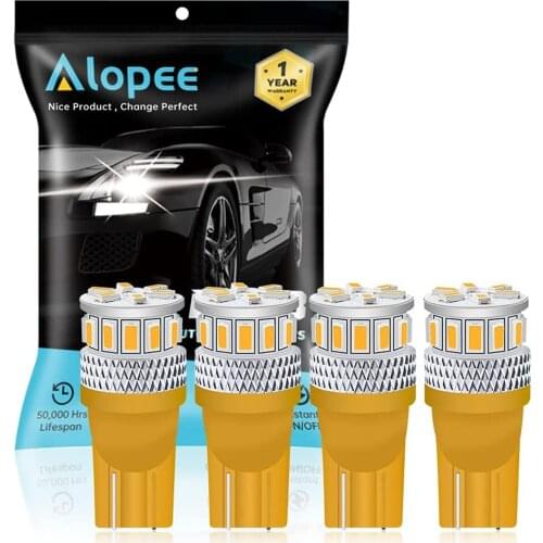 4-Pack T10 18 SMD 194 168 2825 5th Generation LED Light Car Dome License Plate Dashboard Side Marker Light Amber/Yellow 12V-24V