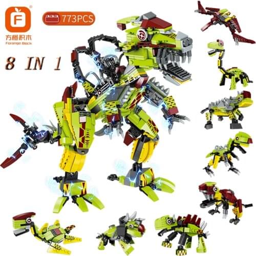 773 PCS 8 IN 1 Boys Dinosaur Toys Building Blocks Bricks Toys for Children Kids Gift Tyrannosaurus REX Tyrannosaur Triceratops