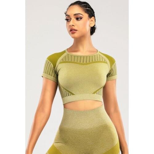 Seamless Top Fitness Workout Women Sportswear Short Sleeve T-shirt Sport Outfit Woman Yoga Shirt Gym Short Top