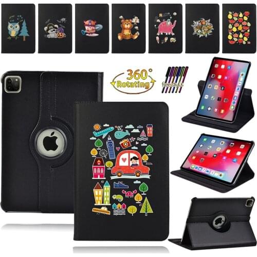 360 Degree Rotating PU Leather Flip Case Cover for Apple Ipad Air 1/2 9.7"/Air 3 10.5"/Air 4 10.9" Print Pattern Tablet Case