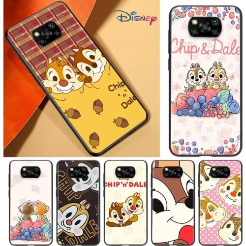 Chip 'n' Dale Disney For POCO F3 F2 F1 X3 NFC M3 M2 C3 Mi A3 A2 A1 6X 5X Note 10 Lite Pro Silicone Black Phone Case