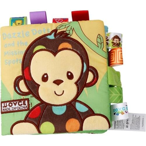 Baby Cloth Book 3D Waterproof Animal Style Monkey/Owl/Dog Cloth Books Soft Fabric Cloth Book Learning Early Educational For Kids