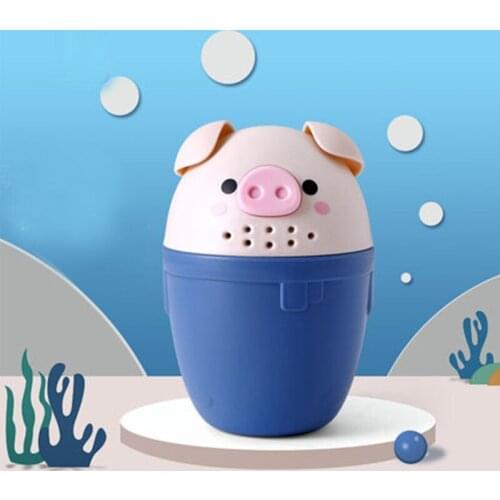 Baby Bath Caps Cute Cartoon Pig Toddle Shampoo Cup Children Bathing Bailer Baby Shower Spoons Washing Hair Cup Kids BathTool