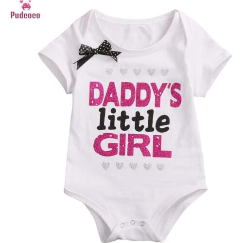 Pudcoco Toddler Newborn Clothes Baby Girl Romper Jumpsuit Outfit Print Letter Daddy Mommys Princess Short Sleeve Onesie