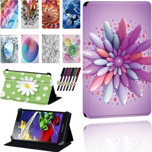 For Lenovo Tab 2 A7/A8/A10-70/Tab 3/Tab 4 Tablet Pu Leather Foldable Scratch Resistant Case + Stylus