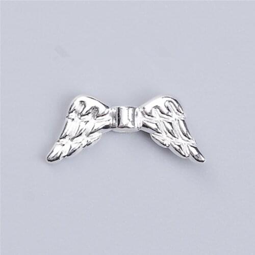 DoreenBeads Zinc Based Alloy Spacer Beads Wing Silver Color DIY Findings 19mm( 6/8") x 8mm( 3/8"), Hole: Approx 1.2mm, 10 PCs