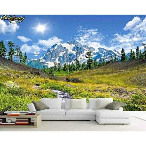 Beibehang Custom photo wallpaper mural snow mountain plateau landscape painting stream water living room TV background wall