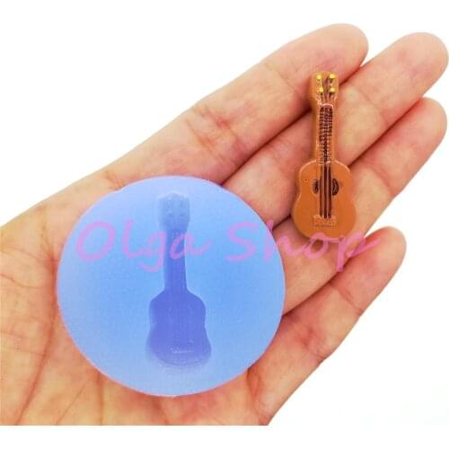FYL744 Guitar Silicone Mold Sugarcraft Cupcake Decoration Candy Chocolate Resin Art Craft 36mm x 13.1mm