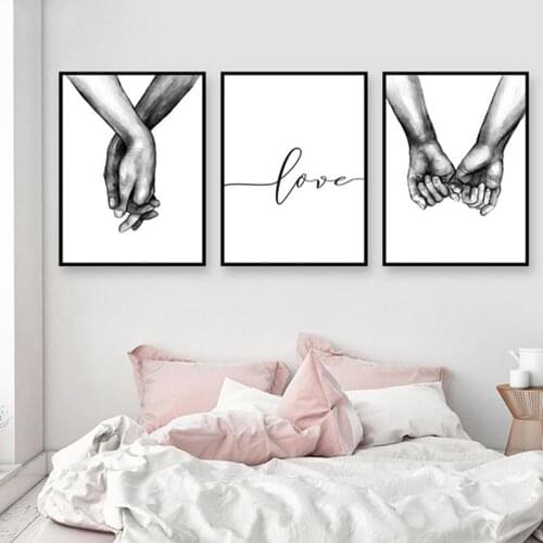 Nordic Back White Style Sweet Love Wall Art Canvas Poster Minimalist Print LOVE Quotes Painting Picture for Living Room Decor