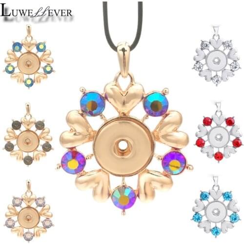 Hot Metal Fashion Interchangeable Flower Crystal Ginger Necklace 174 Fit 18mm Snap Button Pendant Charm Jewelry For Women Gift