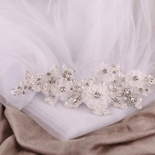 ZMVS358 Crystal Applique Beaded Veil Fascinator Bride Headwear Wedding Accessories Veils for Bachelorette Party Flower Headdress