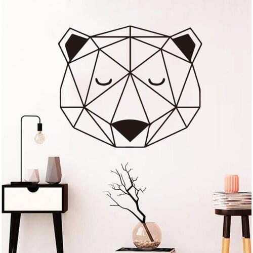 Cute Bear Wall Sticker Geometric Home Decor Nursery Art Murals Wallpaper Living Room Bedroom Kids Children Room Decoration