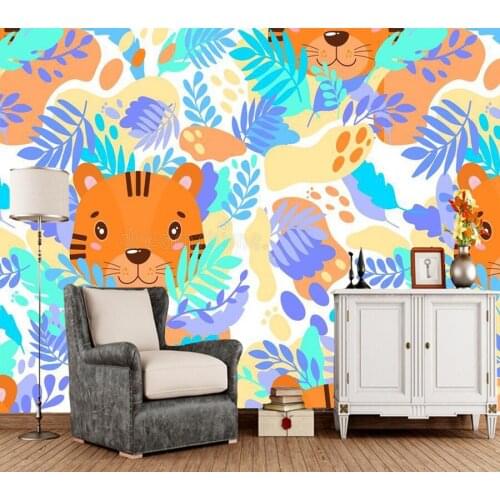 Customized papel de parede infantil, jungle tiger murals for boys and childrens room background home decor wallpaper