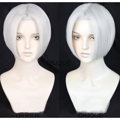 Anime Tokyo Revengers Sano Manjiro Cosplay Wig Mikey Silver White Short Heat Resistant Hair Synthetic Cosplay Wigs + Wig Cap