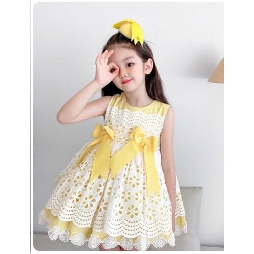 Girl Spanish Princess Dress Baby Birthday Dress Lolita Yellow Fluffy Dress Flower Girl Dresses Girls Eid Dress Festival Dress