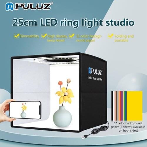 Puluz Photo Studio Lightbox Portable Photography Light Box Ring Led Folding Lightbox Tent Box Kit Photo Studio Tabletop Shooting