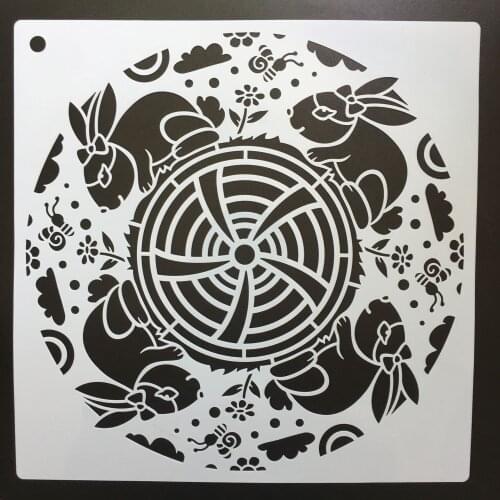 30 * 30cm size rabbit diy craft mandala mold for painting stencils stamped photo album embossed paper card on wood, fabric, wall