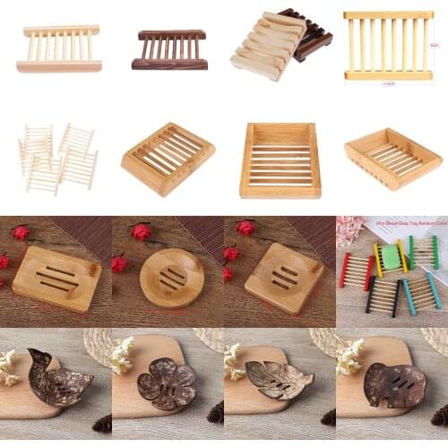 Multi Shapes Wooden Bamboo Plastic Soap Dish Tray Holder Storage Soap Rack Plate Box Container For Bath Shower Plate Bathroom