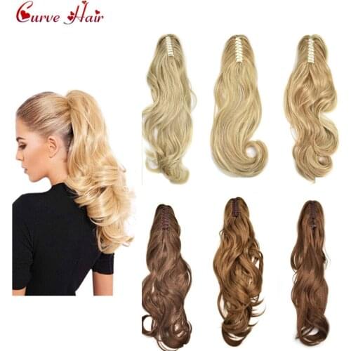 Synthetic Ponytail Claw Clip In Ponytails Hair Extension Ladies 175g 22 Inch Long Thick Wavy False Pony Tail Hairpieces
