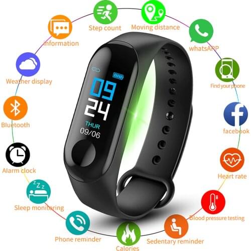 M3 Smart Wristband Men Color Screen Smart Band IP67 Waterproof Blood Pressure Heart Rate Sport Activity Fitness Smart Bracelet