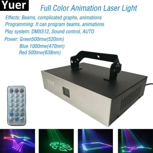 LED 2W Full Color Animation Laser Light Auto Flash RGB Led Sound Laser Lamp Activated For DJ Disco Party Soundlights Stage Light