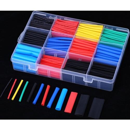 530/800PCS termoretractil Shrinking Tubing Assorted Wire Cable Insulation Sleeving,Thermoresistant tube Heat Shrink wrapping Kit