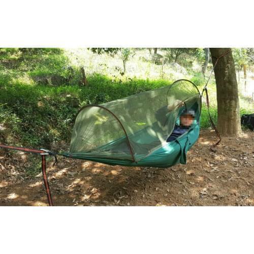 New parachute fabric hammock outdoor camping sleeping hammock tent rope swing pouch mosquito net hanging bed for travel hiking