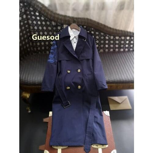 Women Trench Coat 2020 New Arrival High Quality British Trench Female Long Double Breasted Embroidery Casual Trench Outerwear