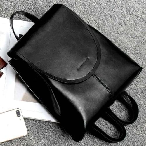 High Quality Genuine Leather Women Rucksack Knapsack Cross Body Shoulder Messenger Bags Fashion Simple Female Back Day Pack