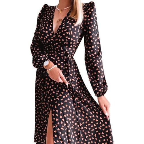 Plus Size Women Long Maxi Dress 2021 New Patchwork V-neck Dot Print Party Dresses Irregular Ladies Bohemian A-Line Dress Femme