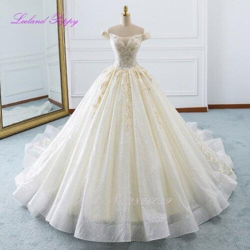Luxury A-line Wedding Dresses 2020 Boat Neck Sleeveless High Waist Lace Appliques Chapel Train Vestido de novia Bridal Gowns