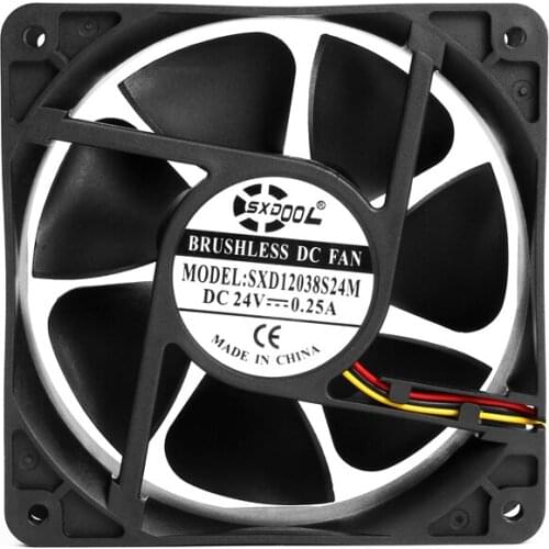 1pcs 12038 24V Sleeve Computer Server Case 3Pin 120x120x38mm 120mm DC 24V 0.25A 2000RPM Cooling Fan Radiator FG tach signal