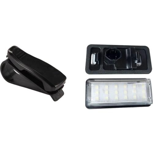 3 Pcs Car Accessories: 1 Pcs Car Clamp Clip Holder Sunglasses Billet Card & 2 Pcs Car License Plate Light