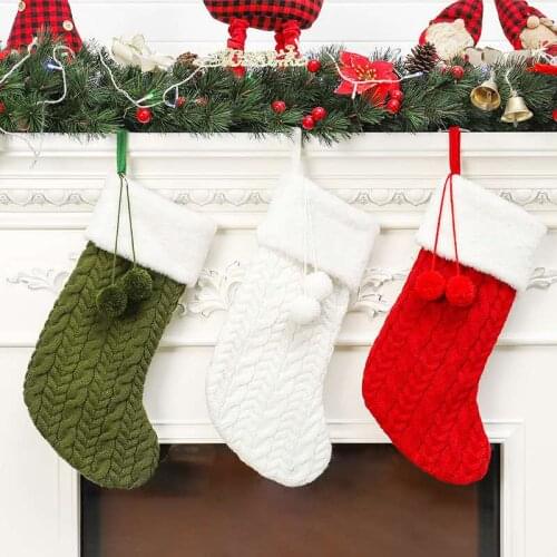 3PCS Personalized Christmas Stocking Xmas Decoration Cable Knit Stocking Custom Name Christmas Gifts Holiday Stocking for Kids